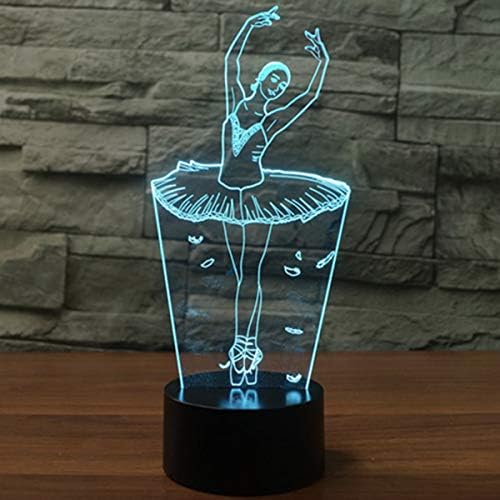 3D LED Illusion Lamp Night Light, EASEHOME Optical Bedside Table Night Lights Illuminating Kids Lamp 7 Colour Changing Touch Button 1.5M USB Cable Decoration Desk Lamps, Dancer