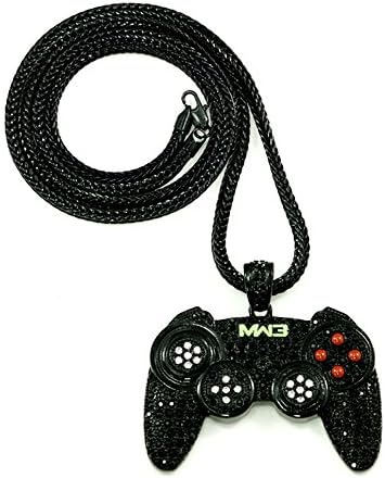 MCSAYS Iced Out Game Controller Joystick Pendants with 35inches Franco Chain Hip Hop Necklace