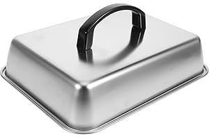 Angoily Rectangular Stainless Steel Melting Dome Lid for Griddle BBQ Grill Heat-Resistant Basting Cover for