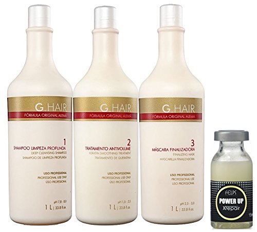 G.Hair Original Formula Smoothing Treatment (1L / 33.8oz) with FREE Felps Xrepair Power Up Complex Reconstructor 15ml