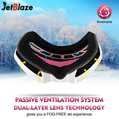 JetBlaze Ski Goggles, OTG Snowboard Goggles (Pink) - Thumbnail 3