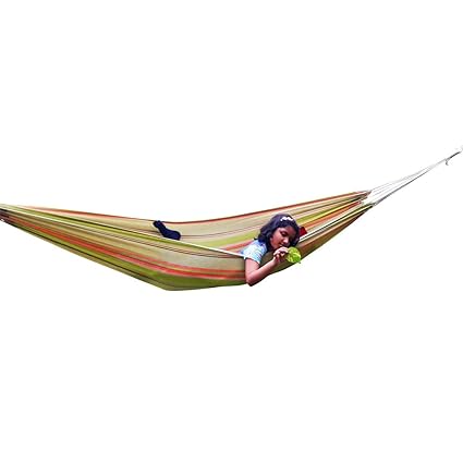 Hangit Fabric Cotton Hanging Hammock (Garden Stripes, 335 Centimeters)