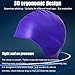 Swimming Cap Silicone Non-toxic Tasteless Swim Caps with 3D Ergonomic Design Ear Pockets and Great High Elasticity for Teenagers Women With Short Hair and Adults Keeps Hair Clean Ear Dry (Violet)
