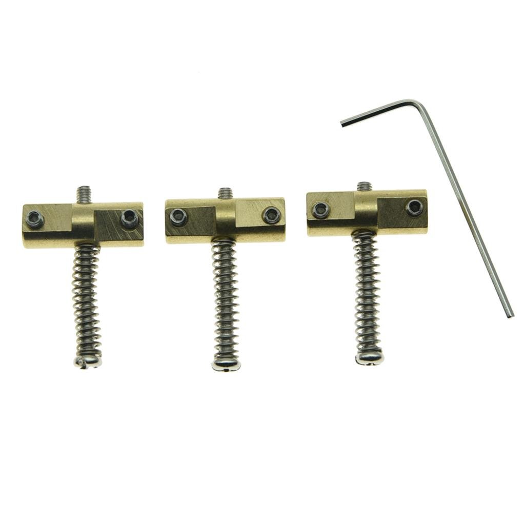 KAISH Vintage Compensated Tele Bridge Saddles Brass Guitar Saddles with Chrome Screws for Telecaster/Tele