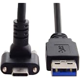 JSER Down Up Angled USB 3.1 Type-C Dual Screw Locking to Standard USB3.0 Data Cable 90 Degree Compatible for Camera