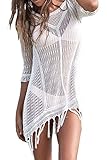 Felicity Womens Crochet Sunscreen Swimwear Bikini Cover Up Beach Tops Mini Dress