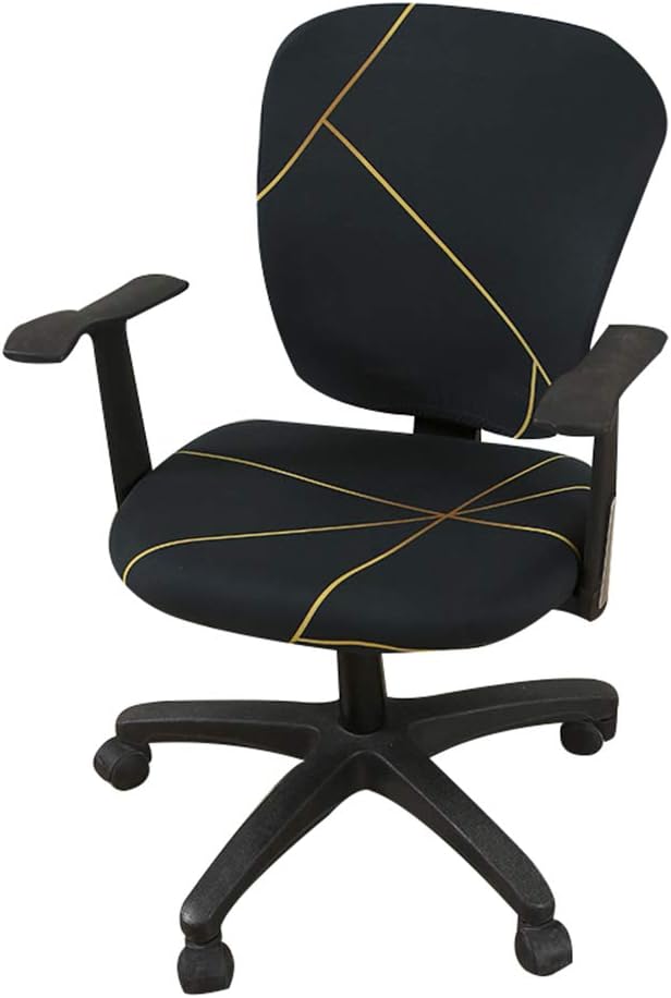 Slipcovers - Jinzio Computer Office Chair Cover - Split Protective & Stretchable Cloth Polyester Universal Desk Task Chair Chair Covers Stretch Rotating Chair Slipcover Dark Green Gold