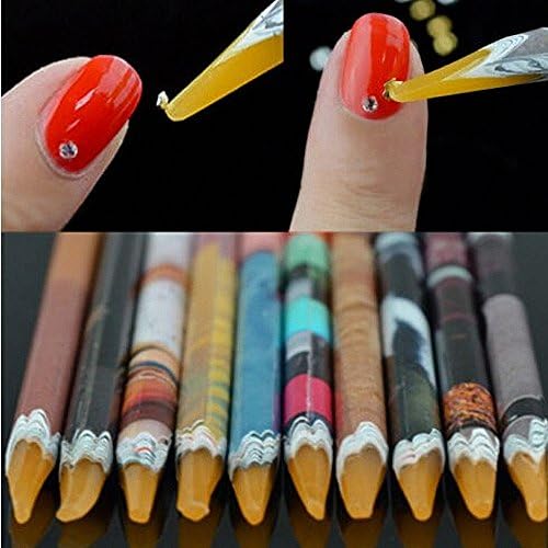 MOPRETTY Self Adhesive Resin Rhinestones Picker Pencil Crystal Pick up Tool Rhinestone Nail Art Gem Wax Pen Long 8pcs