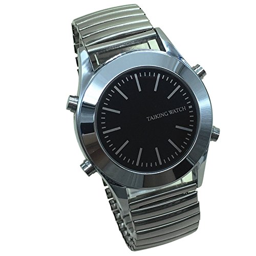 English talking watch with expanding band black dial