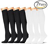 7 Pairs Compression Socks For Women and Men - Best Medical, Nursing, for Running, Athletic, Edema, Diabetic, Varicose Veins, Travel, Pregnancy & Maternity - 15-20mmHg, Small / Medium,  Assorted 2