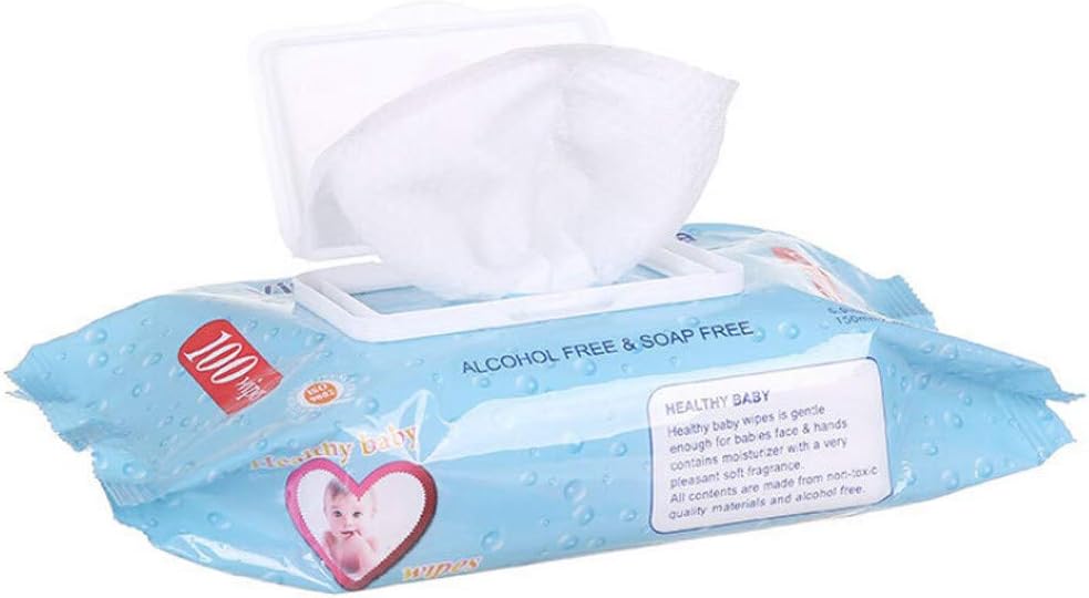 iLOOSKR 100 Wipes Sterilize Wet Towels,Harmless to Baby Skin,Clean Nursing Tissue Protection Non-woven Fabrics (Free size, White)