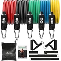 OlarHike 13pcs Resistance Bands Set, Including 5 Stackable Exercise Bands with Door Anchor, Ankle Straps, Carrying Case & Guide Ebook - for Resistance Training, Physical Therapy, Home Workouts, Yoga