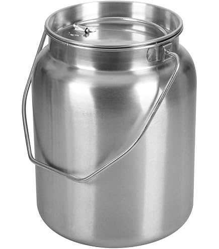 Rural365 Pot à Lait 1 Gallon (4L) Acier Inoxydable Avec Couvercle - Récipient Hermétique