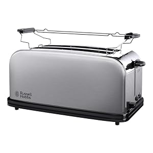 Russell Hobbs Adventure 23610-56 - Tostadora, 2 Ranuras Largas y Anchas, para 4 Rebanadas, Acero Inoxidable, Plata