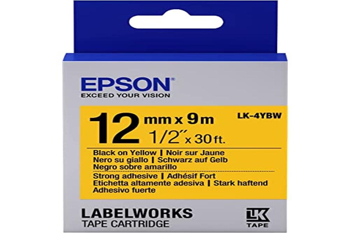 Epson lk-4ybw – Tapes for (Black on Yellow, LABELWORKS LW-1000P LABELWORKS LW-300 Label Printer Labelworks LW-400 LABELWORKS LW-400VP LABELWORKS LW-600P, Blister)