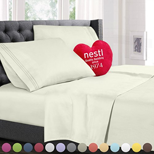 NestlTwin Sheets Set - 3 Piece Twin Bed Sheets, Deep Pocket, Hotel Luxury, Extra Soft, Breathable and Cooling, Vanilla Yellow Sheets for Twin Size Mattresses