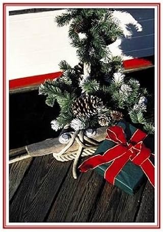 Nautical Christmas Greeting Cards- 12 Cards and Envelopes "Dockside Gifts"