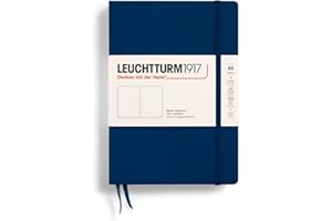LEUCHTTURM1917 - Notebook Hardcover Medium A5-251 Numbered Pages for Writing and Journaling (Navy, Plain)