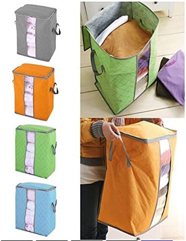 gloednApple Foldable Buggy Storage Bag, Clothe Blanket Quilt Toy Organizer Zipped Handles Storage Bag (Grey)