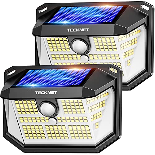 TECKNET Outdoor Solar Light, 231 LED/300° Illumination (Illuminates 35㎡) High Brightness Solar Lights with Motion Sensor, 3 Modes IP65 Waterproof Solar LED Spotlights for Garden, Garage, Patio