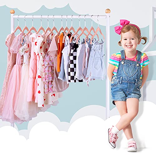 IEOKE Baby Velvet Hangers with Clips, 20 Pack Kids Hangers Non Slip Pants Hangers for Kids Skirt