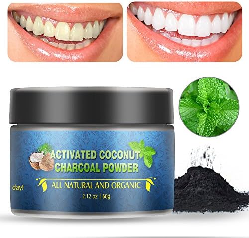 Charcoal Teeth Whitening Powder, Herwiss Teeth Whitening Toothpaste, Natural Organic Coconut Activated Charcoal, Enamel Safe Tooth Whitener for Sensitive Teeth, Remove Tooth Stain, Mint Flavor, 2.12oz