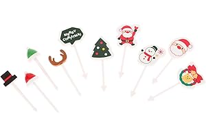 cenryusa 10 PCS Christmas Food Picks Kids Fruit Fork, Reusable Lunch Box Toothpicks, Cute Christmas Bento Picks, Make Lunch T