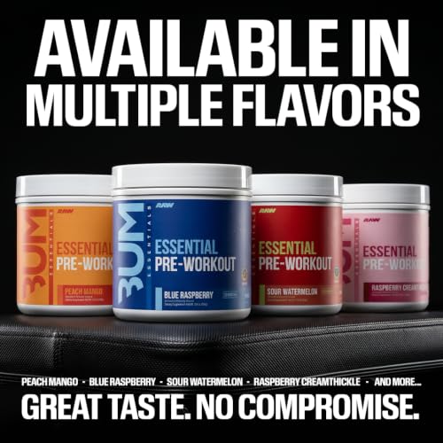RAW Nutrition - Essential Pre - Chris Bumstead Pre Workout Formula, Sports Nutrition Pre-Workout Powders | Men & Womens Drink, Energy Powder for Working Out (Blue Raspberry)
