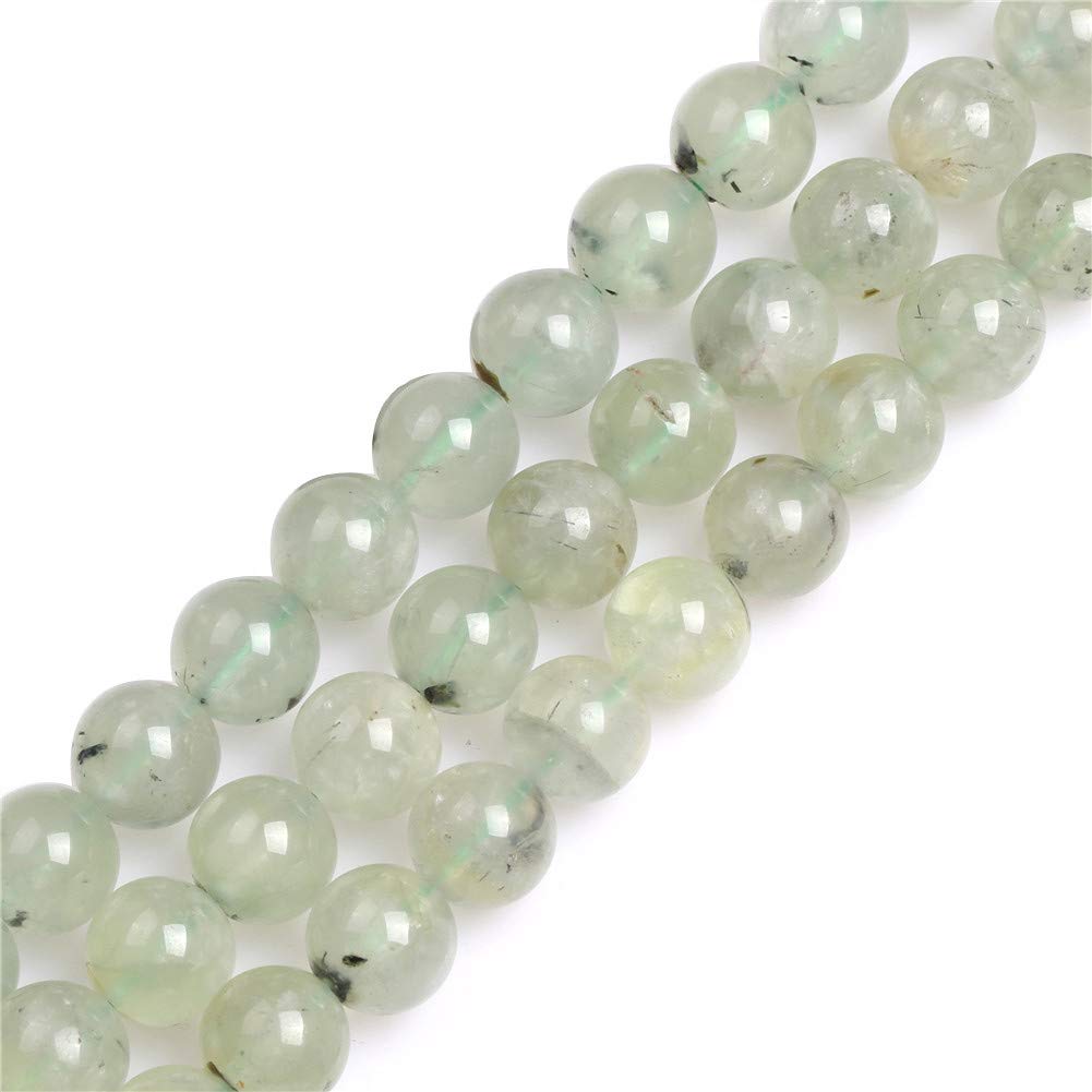 GEM-Inside Natural 12mm Green Prehnite Round Gemstone Semi Precious Loose Beads for Jewellery Making 15''