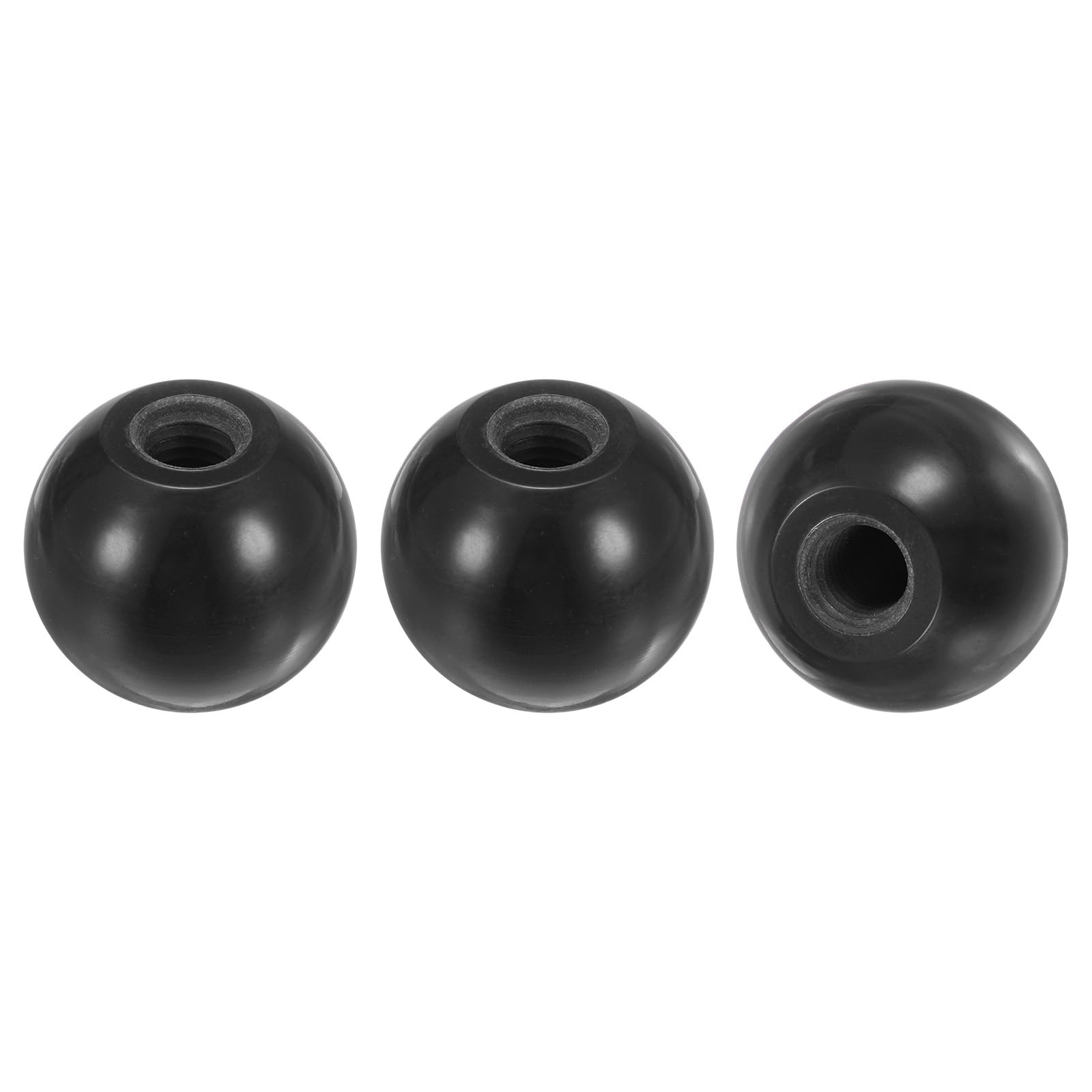 M METERXITY 3-Pack Threaded Ball Knobs, M12 Female Thread 40mm Dia. Thermoset Ball Knob for Lathe/Machine/Lawn Mowers, Round Phenolic Lever Handle [Black] — image 1