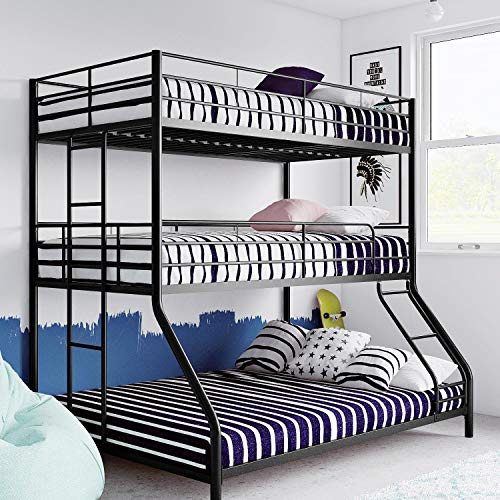 Max & Finn Altona Metal Triple Bunk Bed, Bed for Kids, Twin/Twin/Full