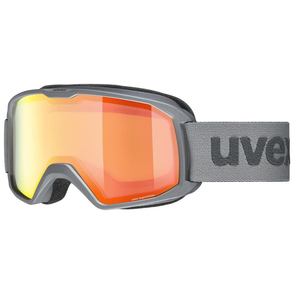 uvex Element FM - Ski Goggle for Men and Women - Extended Field of Vision & Anti-Fog Coating - Optimal Frame Ventilation - Rhino Matt/Orange-Orange - One Size