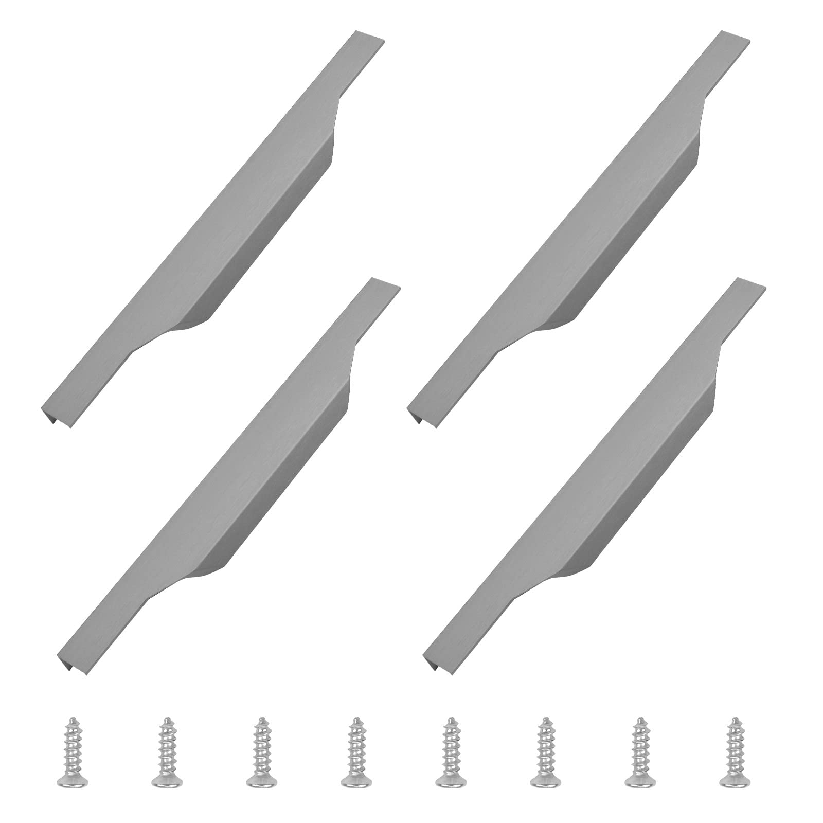 MOROBOR 300mm Aluminum Alloy Matte Gray Cabinet Handles, 4pcs Finger Edge Pull Concealed Cupboard Handle Invisible Furniture Strip Pull with Screws for Home — image 1