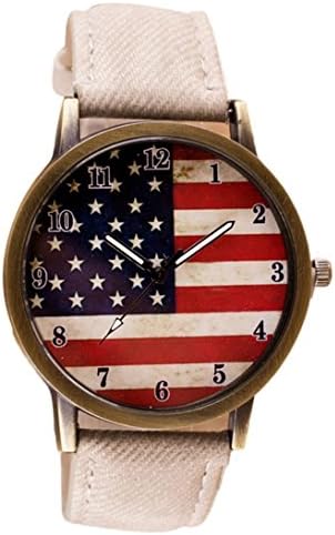 VESNIBA American National Flag pattern Leather Band (White)