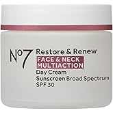 No7 Restore & Renew Multi Action Face & Neck Cream - Anti Aging Face Moisturizer with SPF 30 - Helps to Firm & Hydrate Crepey Skin - Formulated with Hyaluronic Acid, Peptides & Ceramides (1.69 Oz)