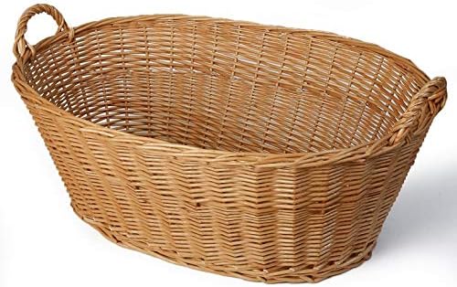 Weidenprofi Weidenkorb, Wäschekorb aus Weide, oval mit Henkel, ca. 63 x