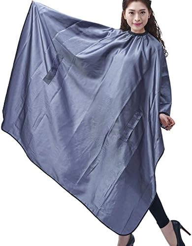 Salon Professional Hair Styling Cape, Colorfulife Hair Cutting Coloring Waterproof Hairdresser Wai Cloth with Hand Pocket Barber Gown Hairdressing Wrap,55"x63" K037 (Grey)