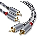 RCA Cable, 0.5M/1.6FT Goalfish RCA to RCA Male to Male Audio Stereo Subwoofer Cable [2Pack, Hi-Fi Sound] Nylon-Braided Auxili