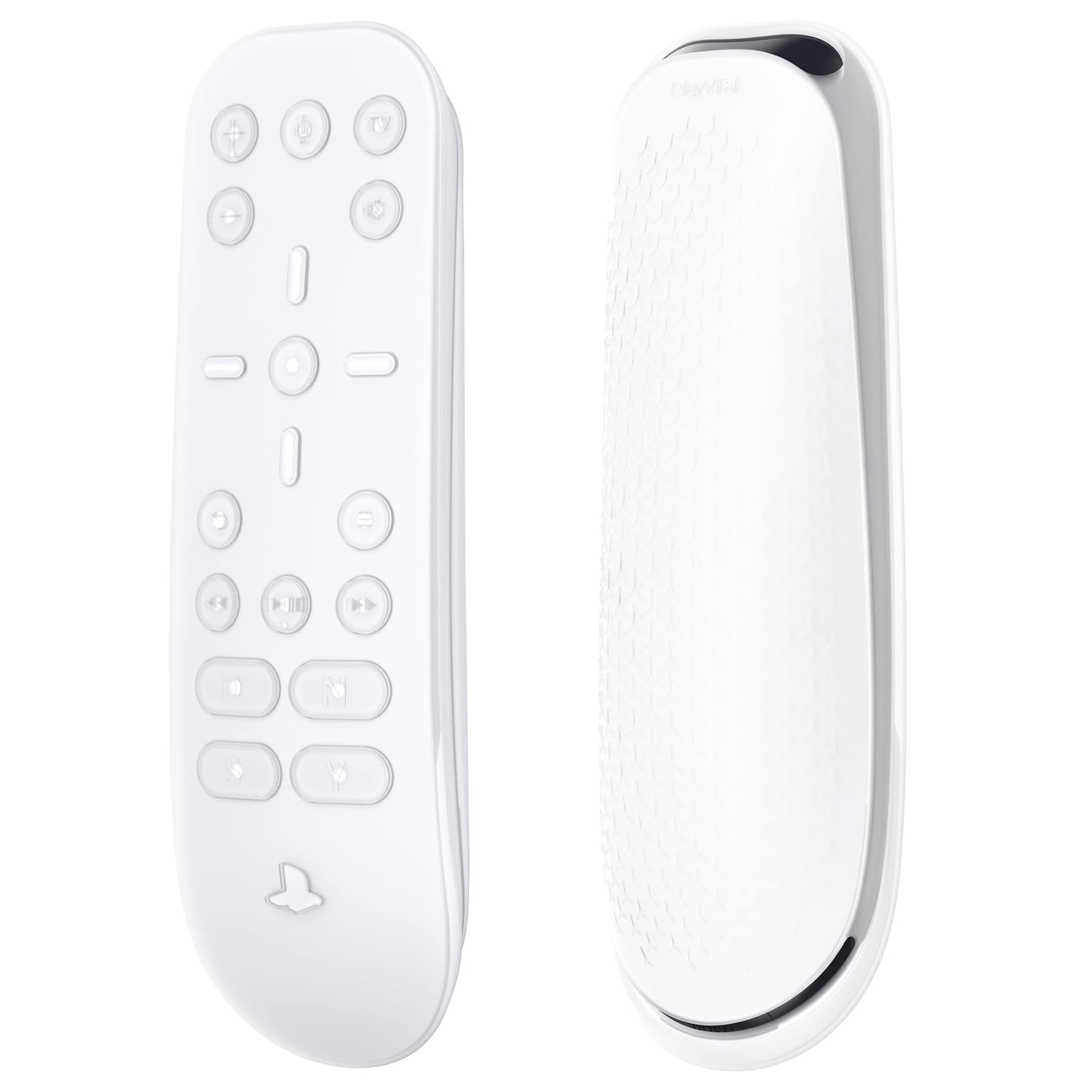 PlayVital Silicone Protective Remote Case for ps5 Media Remote Cover, Ergonomic Design Full Body Protector Skin for ps5 Remote Control - Clear White