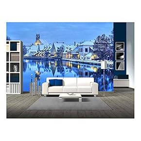 Winter Evening in Landshut, German Town Near Munich, Germany - Removable Wall Mural | Self-Adhesive Large Wallpaper - 66x96 inches