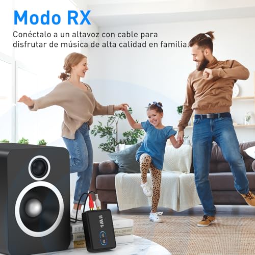 1Mii Transmisor Receptor Bluetooth 5.3 para TV, Adaptador de Audio HiFi con RCA y Conector AUX de 3.5mm, aptX de Baja Latencia/HD/AD, Control de Volumen, Doble Enlace para 2 Auriculares, PC, Estéreo