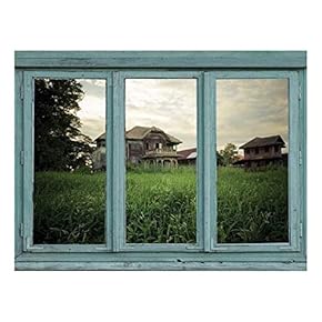 an Aging House on a Hill overlooks Field of Overgrown Grass - Wall Mural, Removable Sticker, Home Decor - 24x32 inches