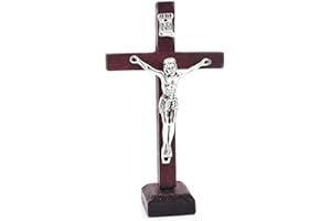 hejhncii Crucifix Wall Cross Wooden Catholic Cross With Stand Religious Christian Standing Cross Church Home Ornaments For Pr