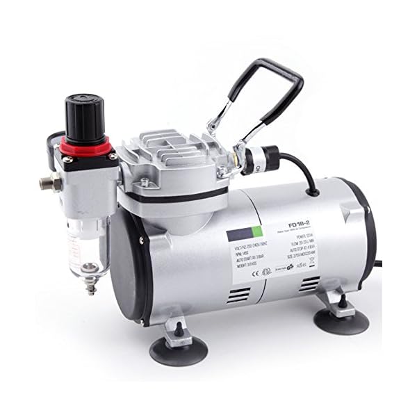 Fengda FD-18-2 Mini Airbrush Kompressor, MÃ¤chtig Luftstrom und Luftdruck, Einkolben Ã¶lfreier Mini Kompressor mit Regulator, Filtur und Manometer ausgestatt.
