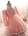 NNJXD Girls' Tulle Flower Princess Wedding Long Sleeve Dress for Toddler and Baby Girl Size 12-18 Months Pure Pink