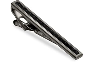 Merit Ocean Men Tie Bar Clip 2.2"Inches Brass Gun-black Plated Carbon Fiber Regular Fashion Tie Bar Clips