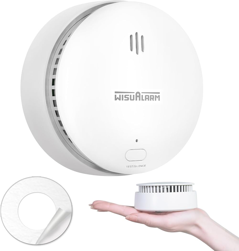WISUALARM Smoke Alarm 10-Year Battery EN14604 Cert Fire Alarm with Test Silence