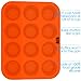 Silicone Mini Muffin Cupcake Baking Pan Tray - 12 Cup - 100% Pure Food Grade Premium Non-stick Silicon - Orange - Bake Like a Professional