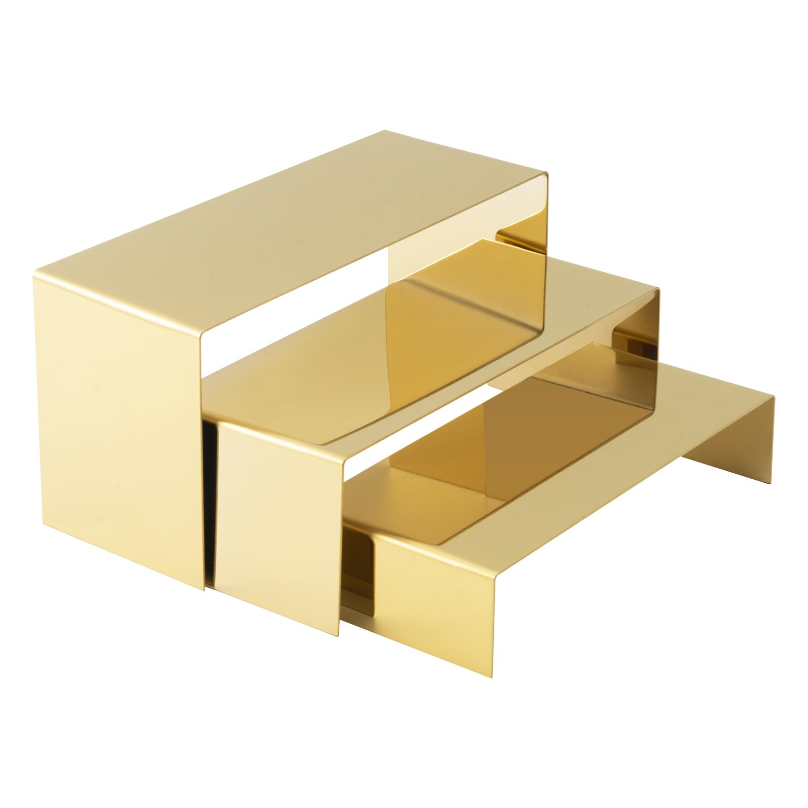 Photo 1 of MCKECHSION Purse Display Stand Stainless Steel - 3 Golden Purse Holder Display Riser Purse Stand Metal Countertop Risers for Shoe Shelf Showcase Wallet Home Boutique Retail Store