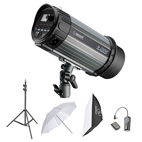 Neewer 250W Studio Strobe Flash Photography Lighting Kit:(1)Monolight,(1)6.5 Feet Light Stand,(1)Softbox,(1)RT-16 Wireless Trigger Set,(1)33 Inches Umbrella for Video Location and Portrait Shooting